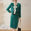 Tweedelige kleding Designer Turquoise rok om beroemdheden tweedelige set voor dames Winter Ozda te pendelen