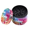 UV Cookies Pattern Aluminum Alloy Herb Grinder Accessories 4 Parts Layers 50mm Pipe Tobacco Smasher Crusher Colorful Grinders Factory price