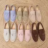 Desiner loropiana sapatos online lp lefu sapatos femininos primavera e outono novo couro genuíno solo solo britânico estilo slip-on lazy shoes casual sola plana solteira solteiro