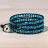 Braccialetti con ciondoli KELITCH Catena di moda Donna Uomo Braccialetti Braccialetti fatti a mano 3 Bracciale con perline in pietra con polsino in pelle