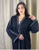 Ethnic Clothing Ab039 Middle East Muslim Hijab Handmade Beaded Premium Black Cardigan Arabian Gown Abaya Dress