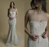 Trouwjurk 2023 Mermaid Jurken sexy strapless 3d bloemen kanten appliques vegen trein bruidsjurken Vestidos de novia