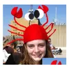 Autres fournitures de fête festive Chapeau de crabe rouge Enfants Adt Lobster Festival Props Company Coiffe drôle Noël Y34 Drop Delivery Dhbuu