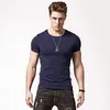 T-shirts pour hommes col rond Pure Color Brief T-shirt à manches courtes pour hommes Lycra Cotton Clothing