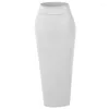 Skirts Solid Cotton Middle East Ankle Length Buckle High Waist Casual Skirt