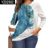 T-shirt grande taille pour femmes hiver fête de Noël bonhomme de neige T-shirt imprimé animal chemise décontractée à manches longues col rond femme t-shirt hauts 6XL vêtements grande taille 230215