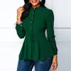 Blouses Femme Chemises Chemise pour Femmes Élégantes Coutures en Dentelle À Manches Longues À Lacets Chemisier En Mousseline De Soie Boutons Décontractés Mince Chemise Unie Hauts Blusas Mujer 230215