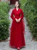 Stage Draag Oosterse oude Red Hanfu -jurk Vrouw Chinese traditionele danskostuums Elegante Fairy Folk Performance Clothing