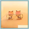 Saplama Sevimli Küpeler Güzel Moda Yavru Kedi Mizah Rhinestone Tatlı Opal Cat Bowknot Kanal Damla Dağıtım Takı Dhmkn