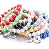 Brins de perles femmes charmes bouton pression bracelet perles acryliques main brin bracelets bijoux ajustement bricolage 18mm gingembre boutons-pression élastique Bang Dhidn