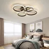 Plafoniere Lampada circolare per soggiorno Sala da pranzo Cucina Lampadari moderni a LED neri con apparecchi di illuminazione per camera da letto telecomandati