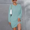 Robe décontractée à la mode pour femmes, élégante, Sexy, manches longues, Mini jupe moelleuse en peluche, 2023