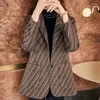 Women's Suits Stripe Suit Coat Women's Temperament 2023 Spring Autumn Long-sleeved Slim Outwear Single-breasted Female Casual Blazers