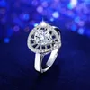 Wedding Rings Water Drop Silver Plated Jewelry 925mall Lady Hollow Net Oval Crystal Princess Cut Engagement Cubic Zircon Bands