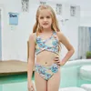 Cartoon Blue Split One Piece One pieces Bow Xiaoqing Xintong Childrens Swimsuit