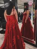 Wine Red Lace Long Evening Dress Sweetheart Open Back A-line Tulle Prom Formal Gowns Robe de Soiree 2023 Vestidos Feast