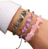Nouveau Bracelet en Quartz Rose améthyste tissé à la main, brins de couleur irrégulière, perle de pierre cassée, Bracelet mixte réglable