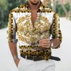 Męskie koszule swobodne jesienne barok dla mężczyzn 3D Luksusowe społeczne topy z długim rękawem