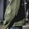 Men's Jackets Army Green Retro Bomber Misplaced Oblique Buckle Swedish Motorcycle Men's AMEKAJI Cotton Autumn Winter Coat