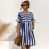 Casual Dresses Women Summer Dress Cute Loose Rands Print Ruffles Sleeves Dresses Elegant A Line Patchwork Beach Party Female Dress Vestidos T230210