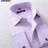 Men's Dress Shirts 2023 Business Shirt Mens Long Sleeve Slim Fit French Cuff Luxury Formal Checked Tees For Gifts