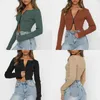 Kvinnors T -skjortor Fashion Women's Zipper Tops Ladies Sexy Croped Navel Casual Long Sleeve Blus Solid Color Slim Top Sweatshirt Y2K