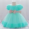 Girl Dresses Born Dress With Sequins Bow Baby Girls Lace Flower Christening Baptism Girl's Birthday Party Formal