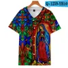 メンズTシャツ3dグアダルーペ半袖の聖母シングルブレストシャツプリント夏のカジュアルTシャツファッションストリートウェアティー服