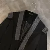 Blazer per abiti da donna 2023 Blazer nero invernale a maniche lunghe Decorazione a rombi Vita Donna Plus Giacca in lana di cotone