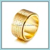 Band Rings Chinese Style Titanium Steel Goddess Mantra Buddhist Transit Ring Rotary Amet Fashion Jewelry For Men Drop Delivery Dhmcu