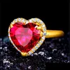 Band Rings Goldplated Charm Fingertip Sand Gold Ruby Ring Live Opening Justerbar Beautif Hearthaped Gift for Girls Drop Delivery Je Dhnie