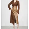 Party Dresses Modern Evening Synthetic-Leather And Cotton V-neck Long-Sleeves Mermaid Dress Custom Made Jacket Ankle-Length Robes