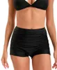 Solid Color Swimwears Plus Size Womens Swimming Trunks High Waist Swimsuit