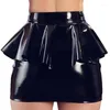 Юбки женщина сексуальная латексная юбка из кожа мини -платье модель модель шоу легко снимать пару на молнии
