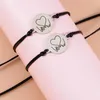 Bracelets porte-bonheur 2 pièces/ensemble Pinky Pomise Distance correspondant pendentif rond bracelet en cire pour ami Couple FamilyCharm