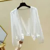 Outdoor T-Shirts Summer Elegant White Jacket Women Chiffon Shawl Cape Lady Short Coats Tops Beach Sun Protection Thin Coat Womens Fashion J230214