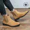 Projektant męskie botki krótkie buty gumowe outdoor Walking STRASS buty zimowe z prawdziwej skóry zamszowe slip on boot 38-46