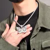 Hänge halsband Hip Hop Micro Paled Cubic Zirconia bling isad ut flamskalle fjärilsängar för män rappar smycken droppe