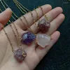 Pendentif Colliers Reiki Pierre de Guérison Pendule Cristal de Roche Améthystes Naturelles Lapis Tourmaline Fluorite Quartz Rose