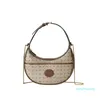 Designer Half-maanvormige mini-tas Crescent Handtas 142 Turn Retro Chain Crossbody Schoudertassen Canvas Classic Letter Gedrukte ritssluiting Sluiting