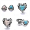 Charms retro Sier Color Snapting Button Burquoise Heart Women Женщины -ювелирные изделия 18 мм металлические кнопки снимков DIY Браслет украшения оптом dhil1