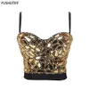 Canottiere da donna Camis Sexy con perline di diamanti con paillettes Camis da donna Top corto Night Club Party Corsetto Crop Top da indossare Reggiseno push-up Bustier DB905 230215