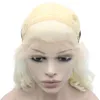 26" Extra Long Pink Tip-white Curly Wig Heat Friendly Synthetic Hair Lace Front Party Wig