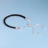 Bracciale scorrevole in vera pelle nera con scatola originale per Pandora Gioielli in argento sterling 925 per feste di moda per le donne Set di bracciali firmati regalo fidanzata