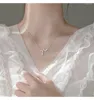 Chains Silver Color Necklace For Women Rose Gold Jewelry Zircon Flashing Design Simple Temperament Clavicle Chain Female Luxury INEFFA