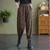 Damesbroek grote omvang 300 kg lente herfst herfst Harun dames broek los strakke taille elastische leopard casual negende vrouw