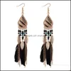 Dangle Chandelier Bohemia Feather Earring For Women Fashion Jewelry Beads Tassel Long Earrings Dream Catcher Drop Delivery Dhbju