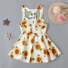 Abiti da ragazza Toddler Kids Girls Floreali Girasoli Senza maniche Cinghie da spiaggia Abito da principessa Vestiti per bambini