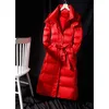 Coletes femininas Long Laceup Hooded Down Jacket Zipper Puffer Preto Vermelho Azul Escuro Plus Size 4XL10XL Casaco 230215