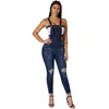 Women's Jumpsuits & Rompers Women Light Blue Dark With Hole Femal Fashion Denim Laidback Distressed Overalls Good Pants Couplet Trousers Sus